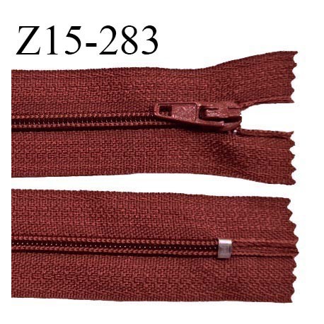 Fermeture zip 15 cm couleur rouge brun non séparable largeur 2.5 cm glissière nylon largeur 4 mm longueur 15 cm prix à l'unité