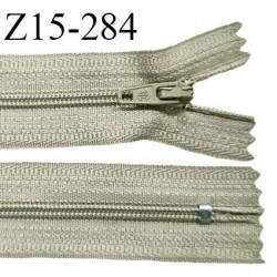 Fermeture zip 15 cm couleur beige kaki clair non séparable largeur 2.5 cm glissière nylon prix à l'unité