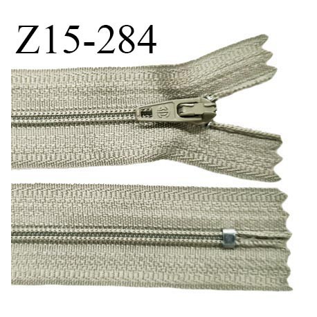 Fermeture zip 15 cm couleur beige kaki clair non séparable largeur 2.5 cm glissière nylon prix à l'unité