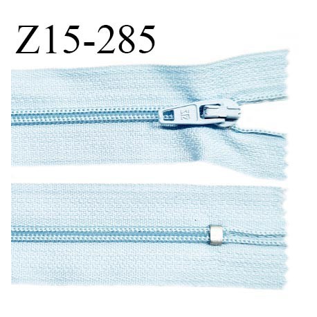 Fermeture zip 15 cm couleur bleu ciel clair non séparable largeur 2.5 cm glissière nylon prix à l'unité