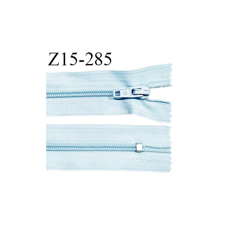 Fermeture zip 15 cm couleur bleu ciel clair non séparable largeur 2.5 cm glissière nylon prix à l'unité