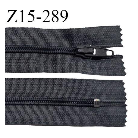 Fermeture zip 15 cm couleur gris foncé non séparable largeur 2.5 cm glissière nylon largeur 4 mm longueur 15 cm prix à l'unité