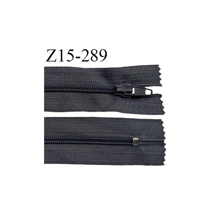 Fermeture zip 15 cm couleur gris foncé non séparable largeur 2.5 cm glissière nylon largeur 4 mm longueur 15 cm prix à l'unité