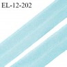 Elastique lingerie 12 mm pré plié haut de gamme couleur bleu turquoise largeur 12 mm fabriqué en France prix au mètre