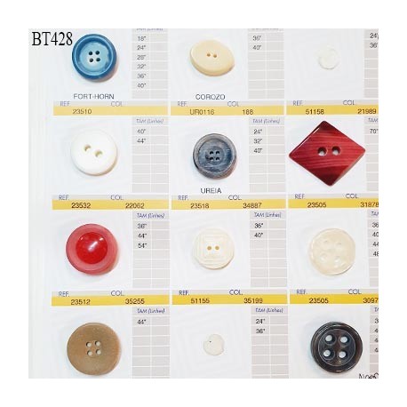 Plaque de 10 boutons pour création unique diamètre de 23 à 42 mm fabrication européenne prix pour la plaque entière