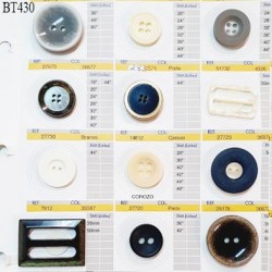 Plaque de 10 boutons pour création unique diamètre de 25 à 38 mm et 2 boucles fabrication européenne prix pour la plaque entière