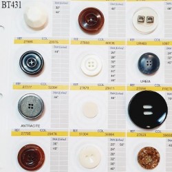 Plaque de 11 boutons pour création unique diamètre de 25 à 45 mm et 2 boucles fabrication européenne prix pour la plaque entière
