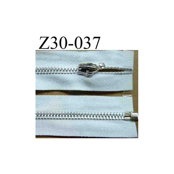 fermeture éclair longueur 30 cm couleur blanc séparable zip métal largeur 3 cm largeur du zip 6 mm