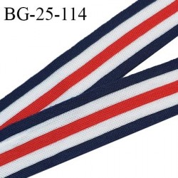 Galon ruban 25 mm style bord-côte fin couleur bleu blanc rouge largeur 25 mm prix au mètre
