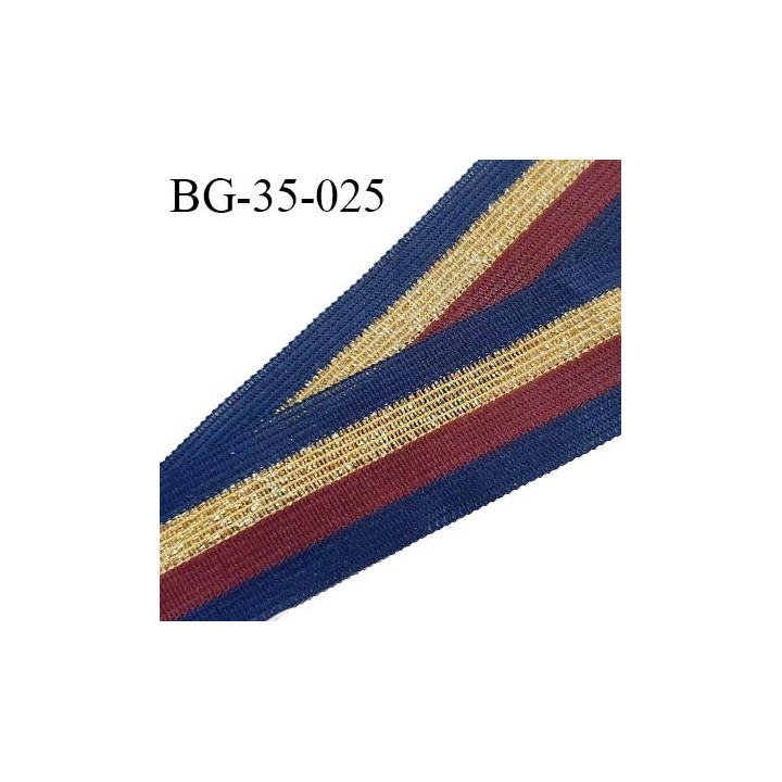 Galon ruban fin 35 mm couleur bleu marine bordeaux et doré largeur 35 mm prix au mètre