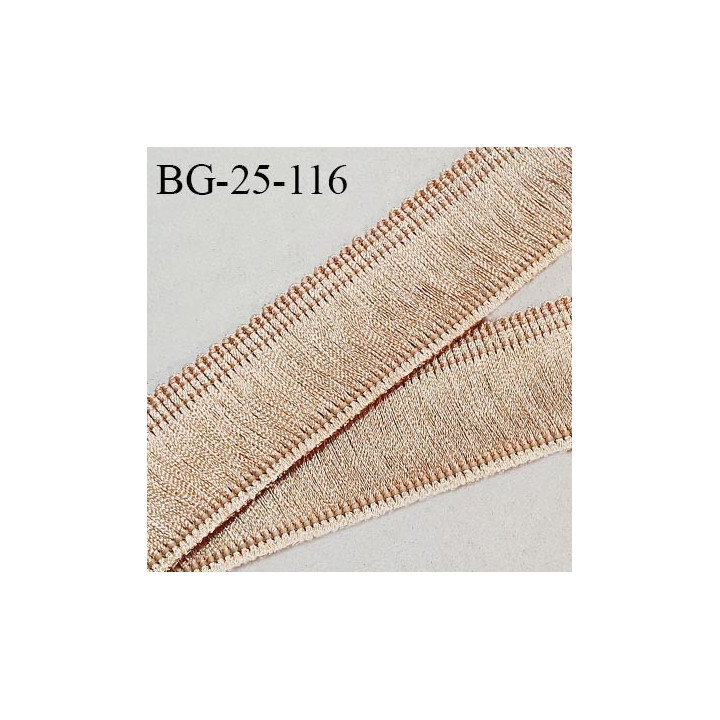 Galon frange 25 mm effet satiné couleur marron doré largeur 25 mm prix au mètre