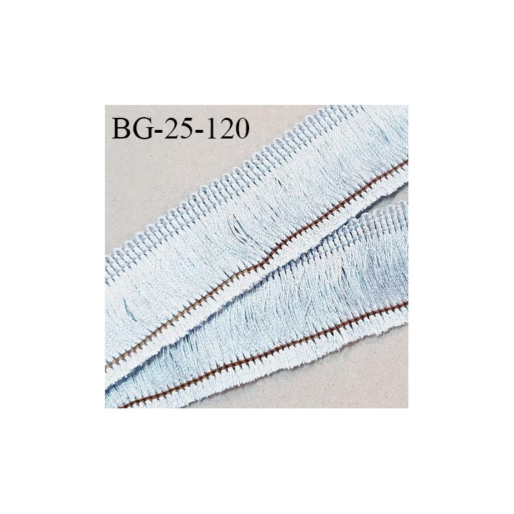 Galon frange 25 mm effet satiné couleur bleu pastel largeur 25 mm prix au mètre