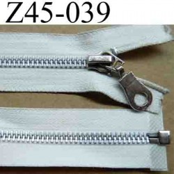 fermeture éclair blanche écru longueur 45 cm couleur blanc écru séparable largeur 2.9 cm zip glissière métal largeur du zip 6 mm