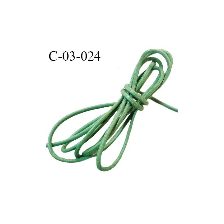 Cordon 3.5 mm en coton très solide couleur vert diamètre 3.5 mm prix au mètre