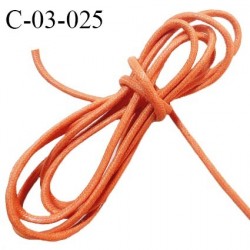 Cordon 3.5 mm en coton très solide couleur orange diamètre 3.5 mm prix au mètre