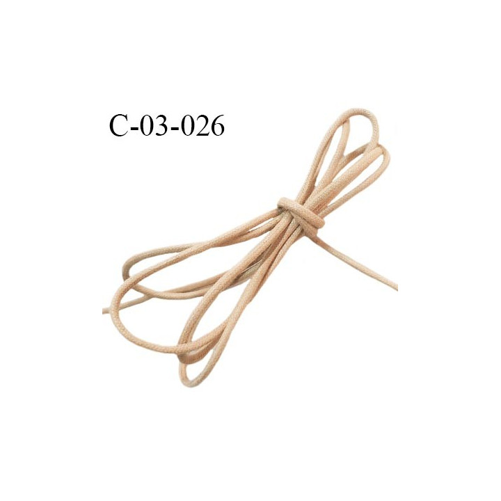 Cordon 3.5 mm en coton très solide couleur beige diamètre 3.5 mm prix au mètre