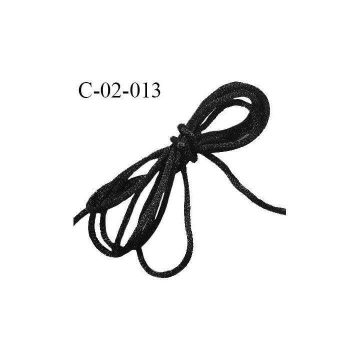 Cordon 2 mm queue de rat couleur noir diamètre 2 mm prix au mètre