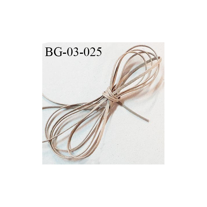 Galon lacette ciré 2 mm couleur beige très solide largeur 2 mm prix au mètre