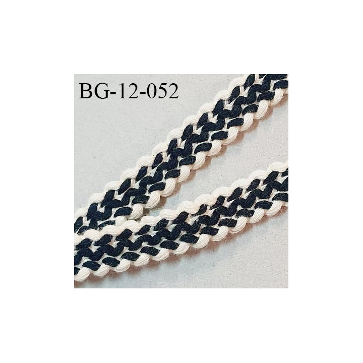 Galon coton 12 mm tressé couleur beige et noir largeur 12 mm prix au mètre