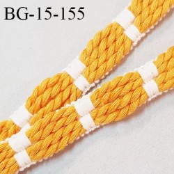 Galon ruban coton 15 mm couleur jaune orangé et naturel largeur 15 mm prix au mètre