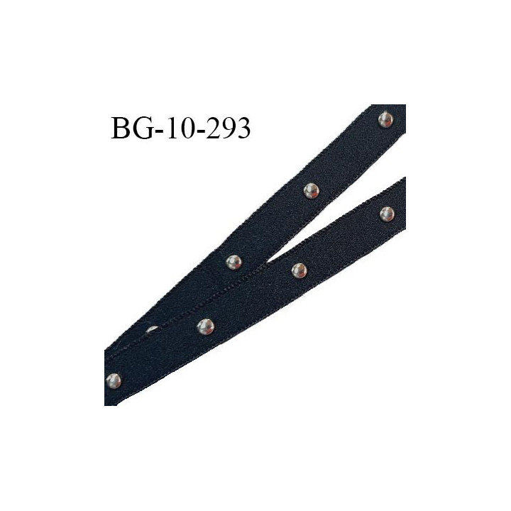 Galon élastique 10 mm couleur noir avec un rivet chromé tous les 25 mm prix au mètre