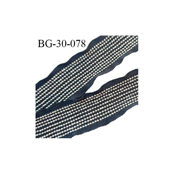 Galon 30 mm couleur noir avec strass billes acier largeur 30 mm prix au mètre