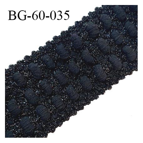 Galon élastique 60 mm style bord cote couleur noir lurex brillant largeur 60 mm prix au mètre