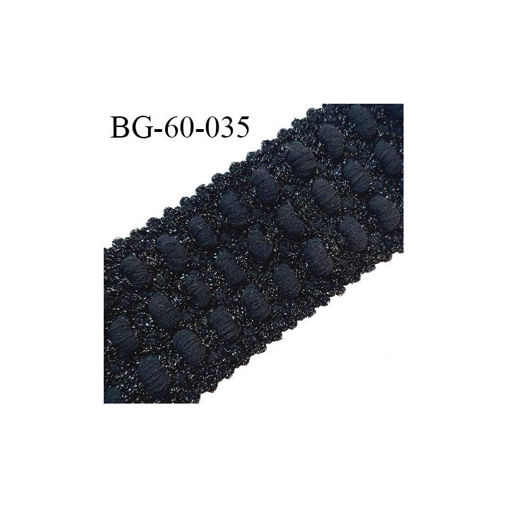 Galon élastique 60 mm style bord cote couleur noir lurex brillant largeur 60 mm prix au mètre
