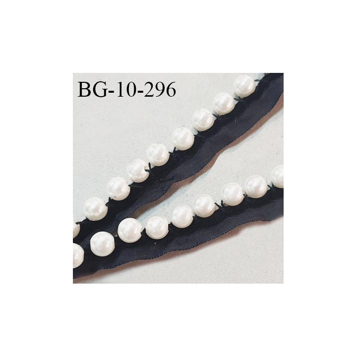 Galon ruban 10 mm couleur noir avec bordure velours et perles cousues de 8 mm de diamètre prix au mètre