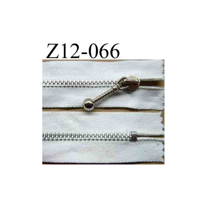 fermeture éclair blanche longueur 12 cm couleur blanc non séparable largeur 2.8 cm et la glissière zip métal 5 mm curseur métal