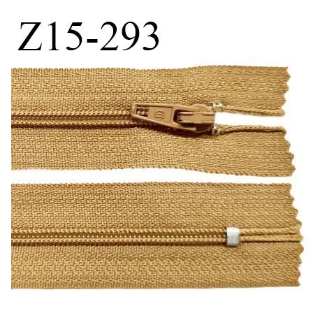 Fermeture zip 15 cm couleur ocre non séparable largeur 2.5 cm glissière nylon largeur 4 mm longueur 15 cm prix à l'unité