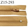 Fermeture zip 15 cm couleur ocre non séparable largeur 2.5 cm glissière nylon largeur 4 mm longueur 15 cm prix à l'unité