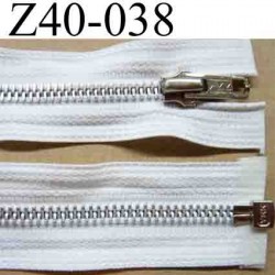 fermeture zip YKK blanche longueur 40 cm couleur blanc séparable largeur 3 cm zip glissière métal largeur du zip 6 mm