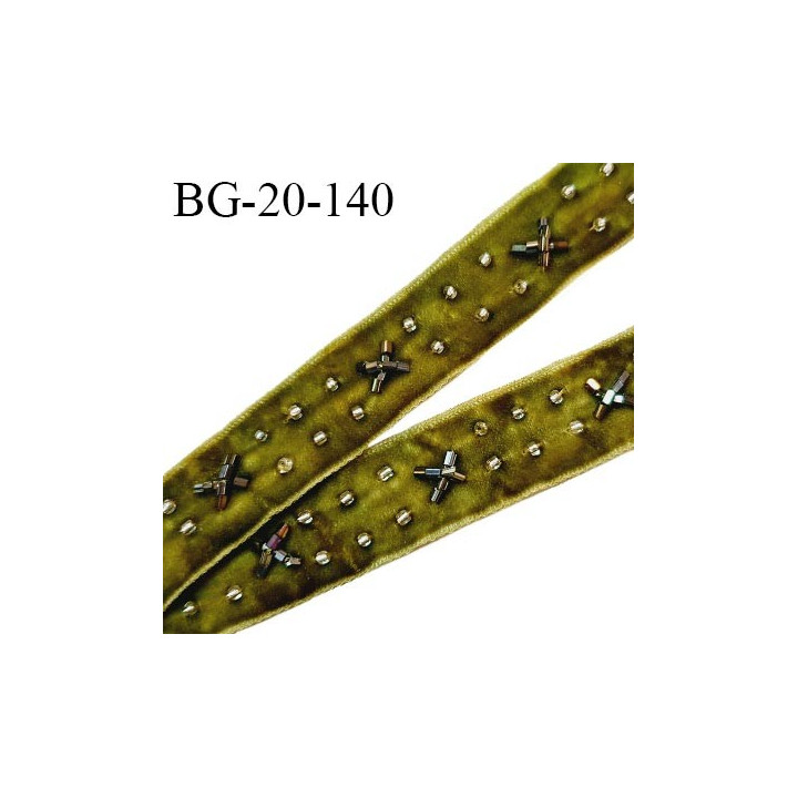 Galon ruban 20 mm style velours couleur vert doux au toucher largeur 20 mm prix au mètre