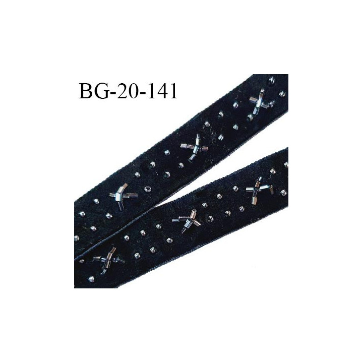 Galon ruban 20 mm style velours couleur noir doux au toucher largeur 20 mm prix au mètre