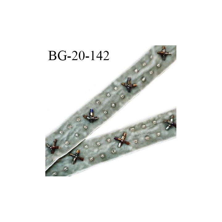 Galon ruban 20 mm style velours couleur gris doux au toucher largeur 20 mm prix au mètre