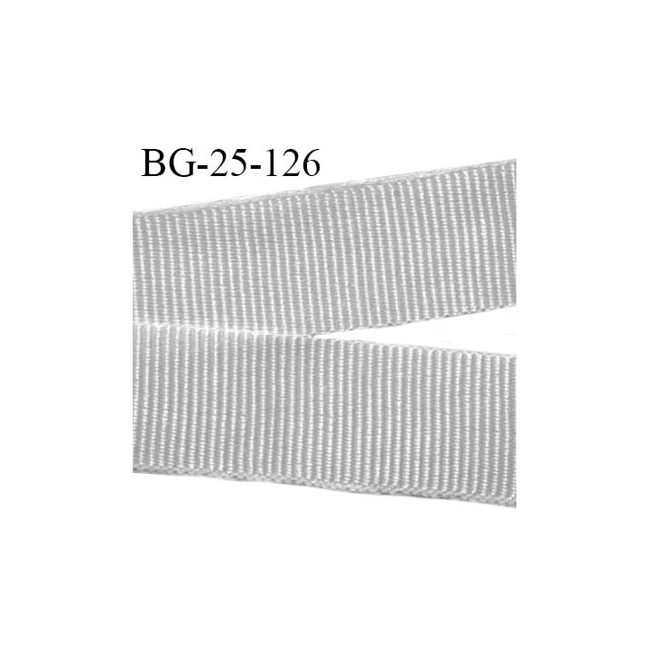 Galon ruban 25 mm gros grain synthétique souple largeur 25 mm fin épaisseur couleur gris prix au mètre