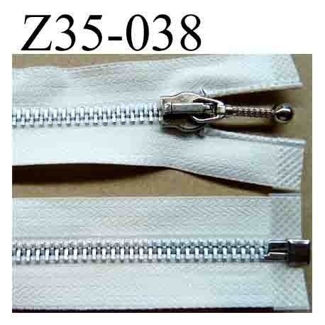fermeture éclair blanche écru longueur 35 cm couleur blanc écru séparable largeur 3 cm zip glissière métal largeur du zip 6 mm