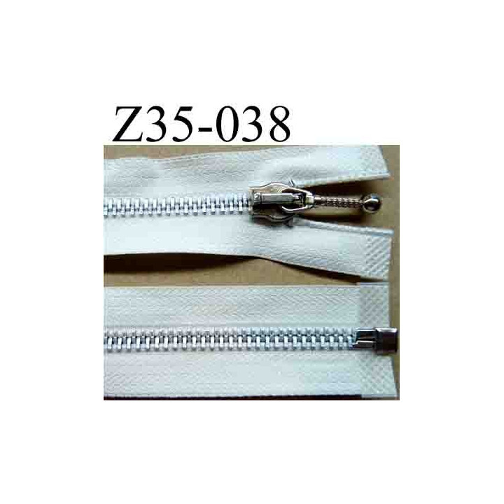 fermeture éclair blanche écru longueur 35 cm couleur blanc écru séparable largeur 3 cm zip glissière métal largeur du zip 6 mm