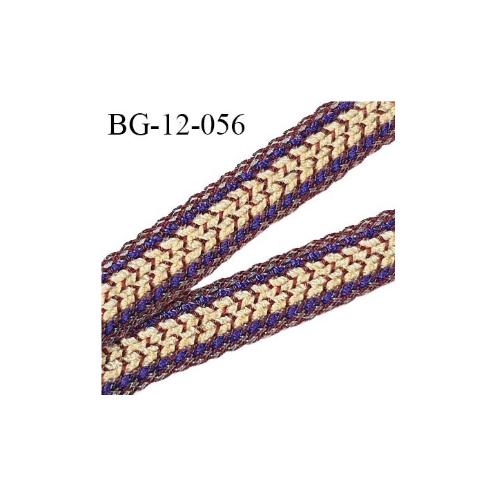 Galon tressé 12 mm couleur beige violet marron largeur 12 mm prix au mètre
