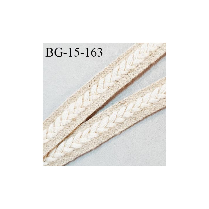 Galon 15 mm coton tressé couleur beige largeur 15 mm prix au mètre