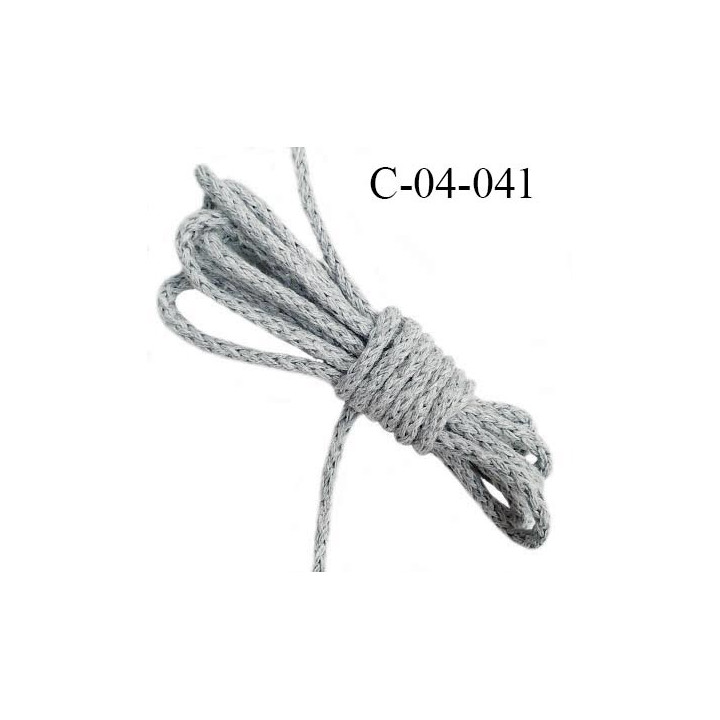 Cordon 4 mm couleur gris chiné très solide diamètre 4 mm prix au mètre