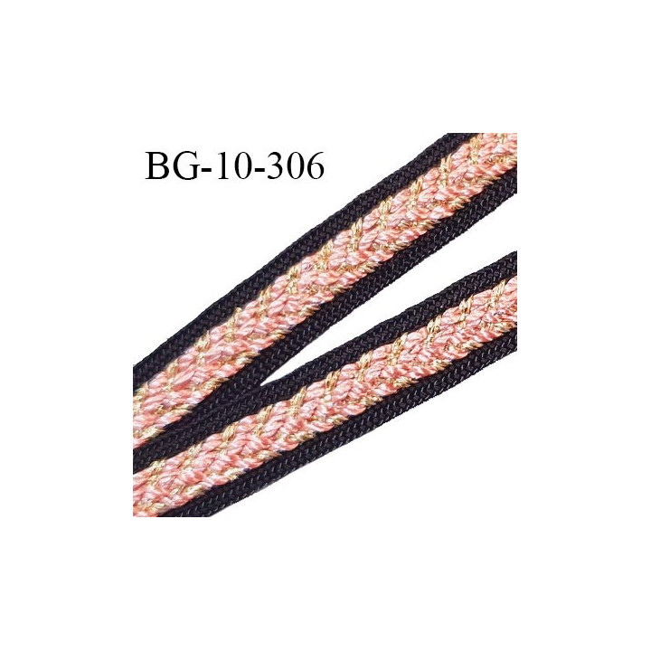Galon tressé 10 mm couleur noir doré et rose largeur 10 mm prix au mètre