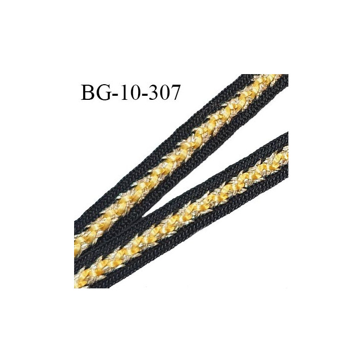 Galon tressé 10 mm couleur noir doré et jaune largeur 10 mm prix au mètre