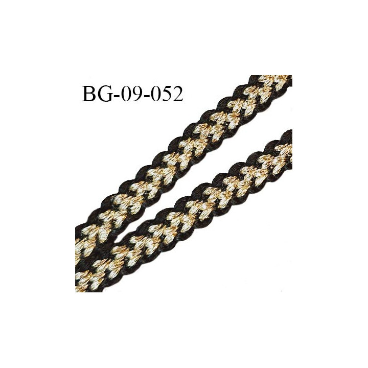 Galon tressé 9 mm couleur noir et doré lurex largeur 9 mm prix au mètre