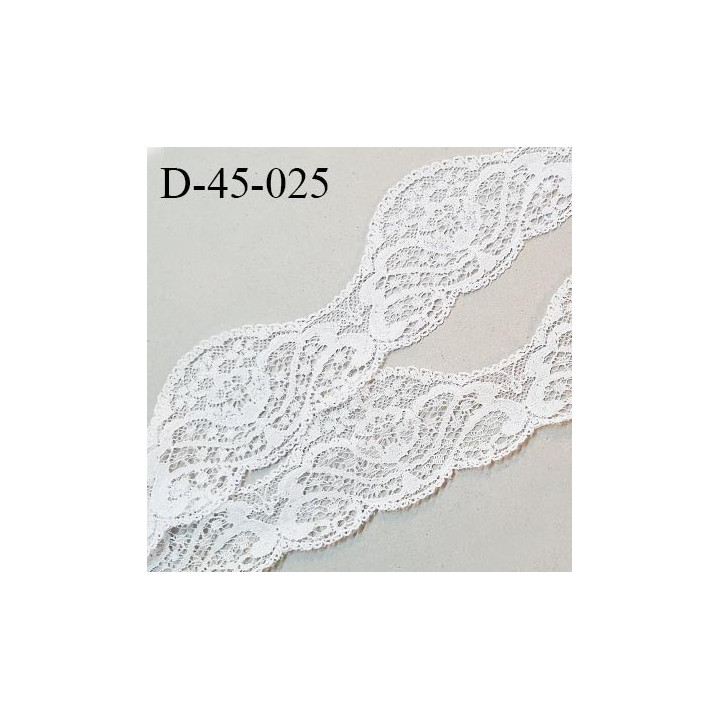 Dentelle 45 mm synthétique non extensible couleur blanc largeur 45 mm prix au mètre