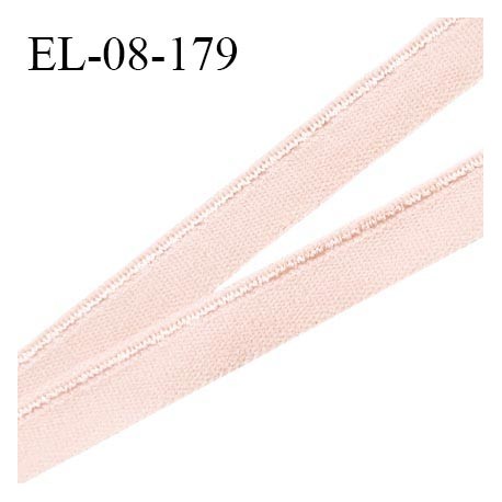 Elastique 8 mm lingerie haut de gamme couleur rose poudré avec liseré brillant doux au toucher largeur 8 mm prix au mètre