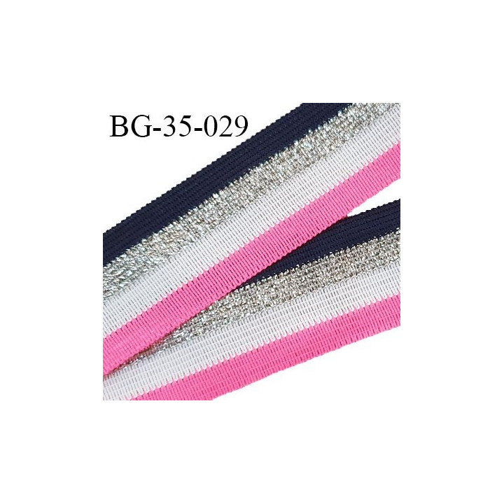 Galon 35 mm couleur bleu marine rose fluo blanc et argenté largeur 35 mm prix au mètre