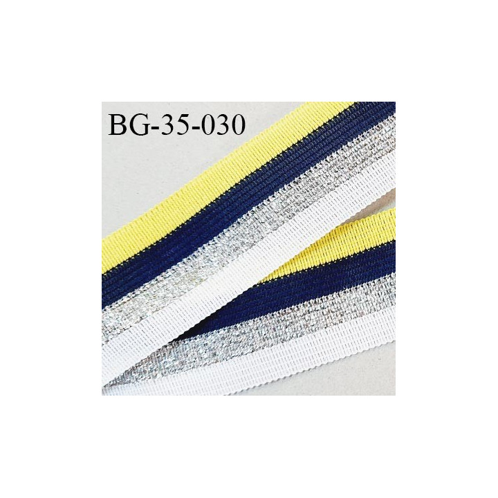 Galon 35 mm couleur bleu marine blanc jaune et argenté largeur 35 mm prix au mètre