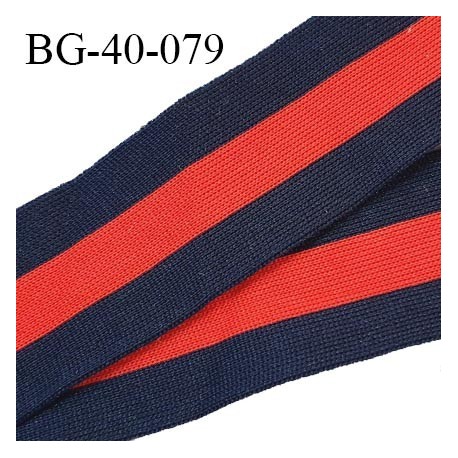 Galon style bord cote fin 40 mm couleur bleu marine et rouge largeur 40 mm prix au mètre